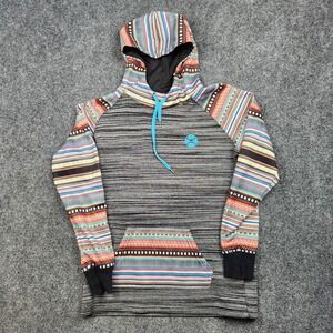Hooey Hoodie Mens Medium Gray Aztec Hooded Cowboy Rodeo Western Sweatshirt